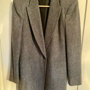 Zara Gray Wool Herringbone Tweed Women's Blazer